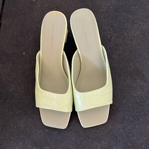 Princess Polly mint green mule heels